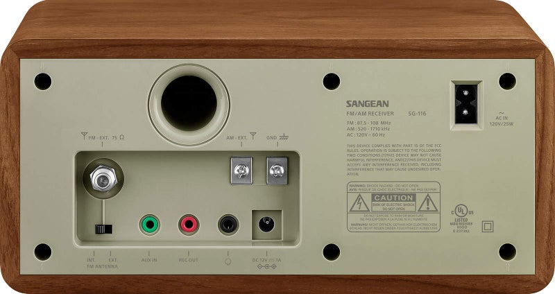 SANGEAN جهاز استقبال سونجيان SG-116 AM/FM التناظري بخزانة خشبية، جوزي-فضي - Image 4